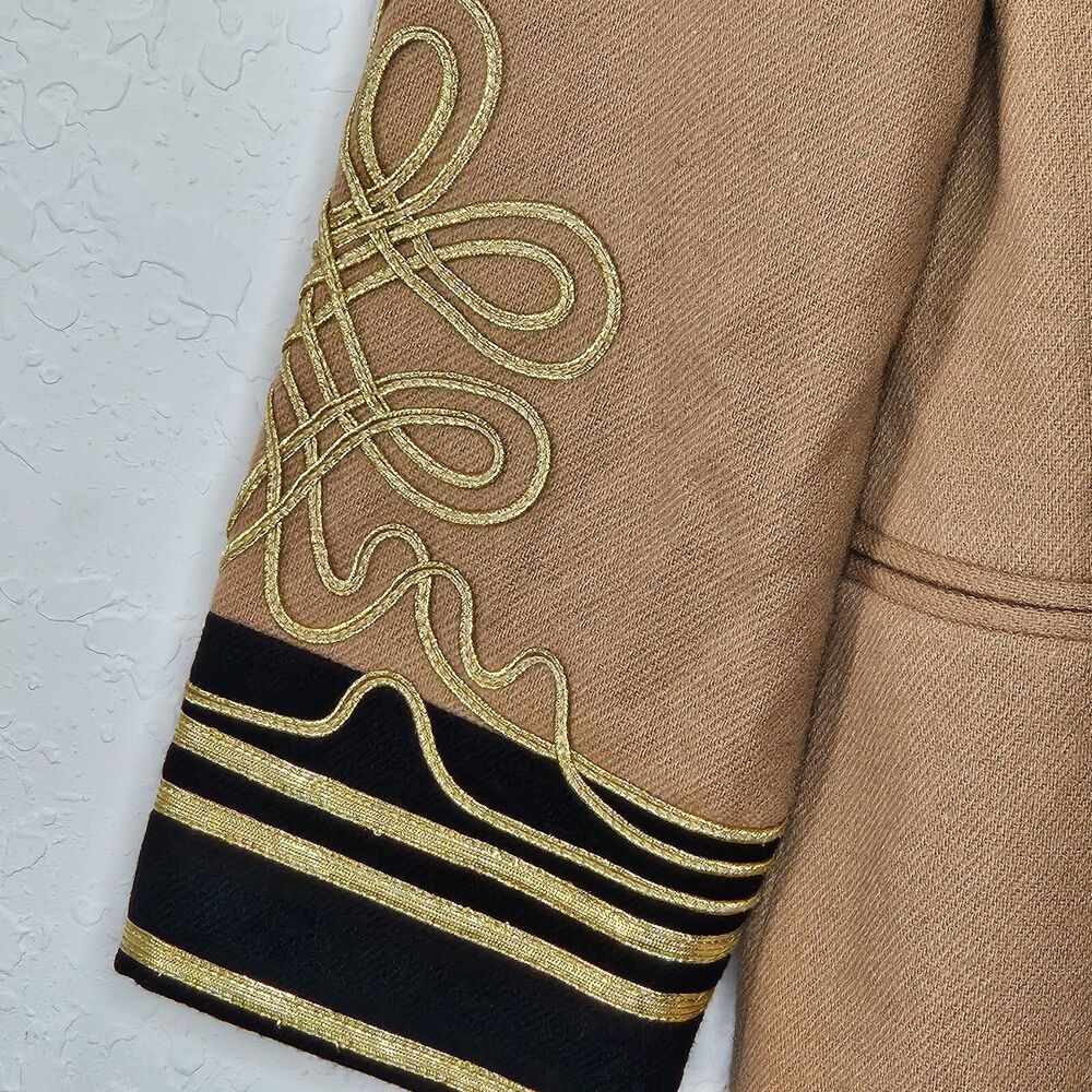 Vintage Lew Magram Wool Blazer Gold Trim Embroidered Cuffs Made USA Large - Picture 4 of 5